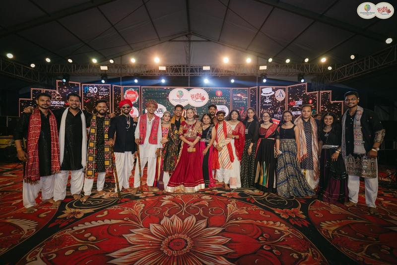 Artists and performers together on stage at Surbhi Dhoom Dandiya 2025